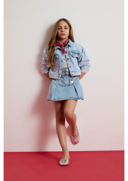 Kız Çocuk Düğmeli Cepli Denim Ceket D9698A825SP