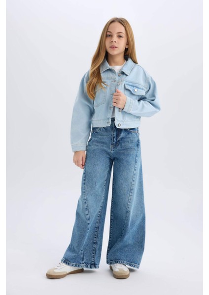 Kız Çocuk Düğmeli Cepli Denim Ceket D9698A825SP