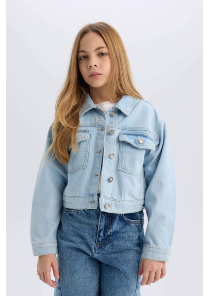 Kız Çocuk Düğmeli Cepli Denim Ceket D9698A825SP