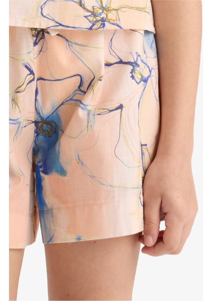 Kız Çocuk Beli Lastikli Desenli Pamuklu Şort D7624A825HS