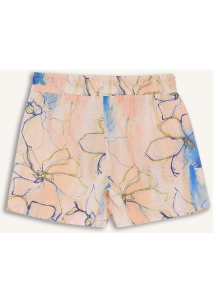 Kız Çocuk Beli Lastikli Desenli Pamuklu Şort D7624A825HS