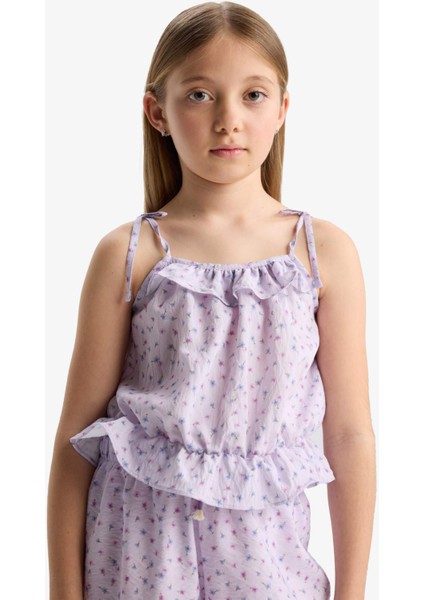 Kız Çocuk Desenli Askılı Bluz D7632A825SM