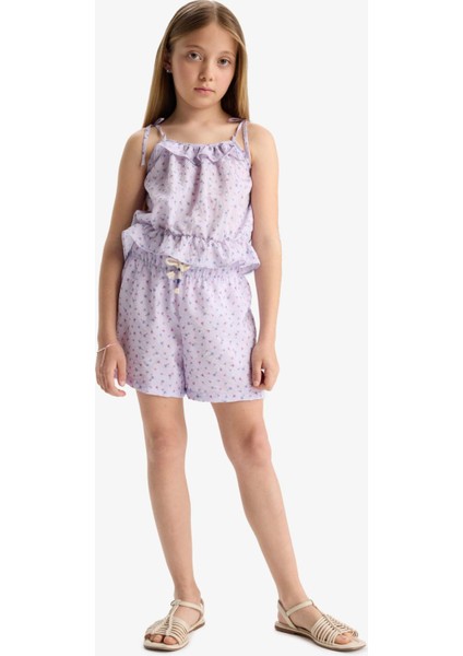 Kız Çocuk Desenli Askılı Bluz D7632A825SM