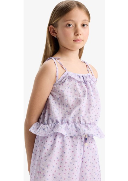 Kız Çocuk Desenli Askılı Bluz D7632A825SM