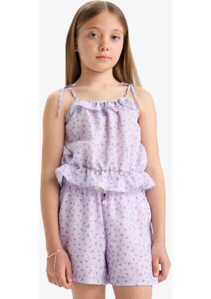 Kız Çocuk Desenli Askılı Bluz D7632A825SM