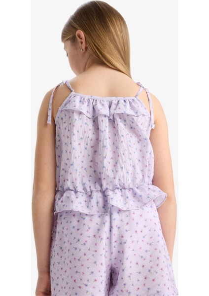 Kız Çocuk Desenli Askılı Bluz D7632A825SM