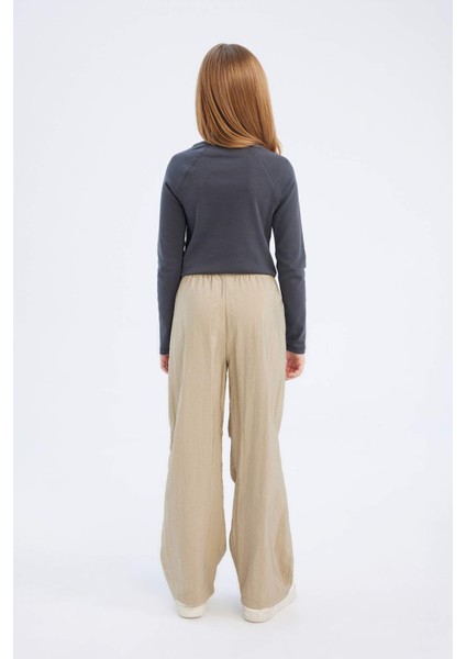 Kız Çocuk Beli Lastikli Düz Paça Paraşüt Pantolon D7605A825SM