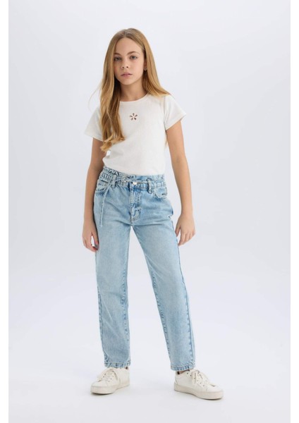Kız Çocuk Paperbag Dar Paça Jean Pantolon D9696A825SP