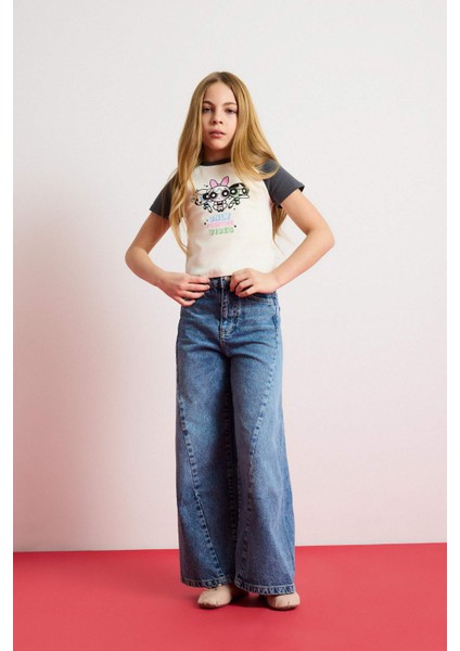 Kız Çocuk Wide Leg Geniş Bol Paça Jean Pantolon D9697A825SM