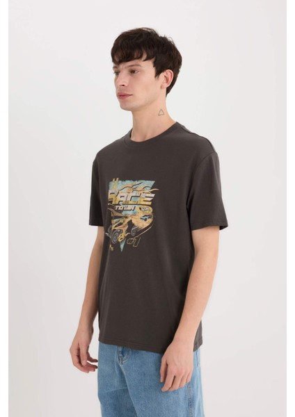 %100 Pamuk Hot Wheels Bisiklet Yaka Baskılı Kısa Kollu Tişört D6816AX25SP