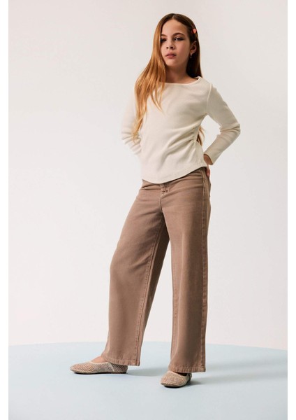 Kız Çocuk Wide Leg Geniş Paça Pamuklu Pantolon D9131A825SM