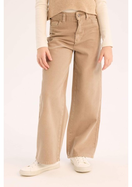 Kız Çocuk Wide Leg Geniş Paça Pamuklu Pantolon D9131A825SM