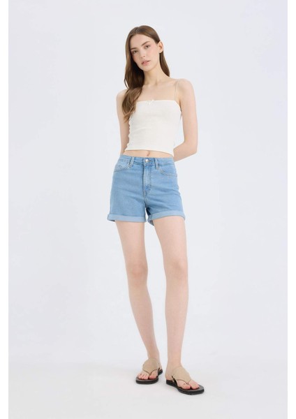 Normal Bel Katlamalı Paça Jean Şort A1959AX25SM
