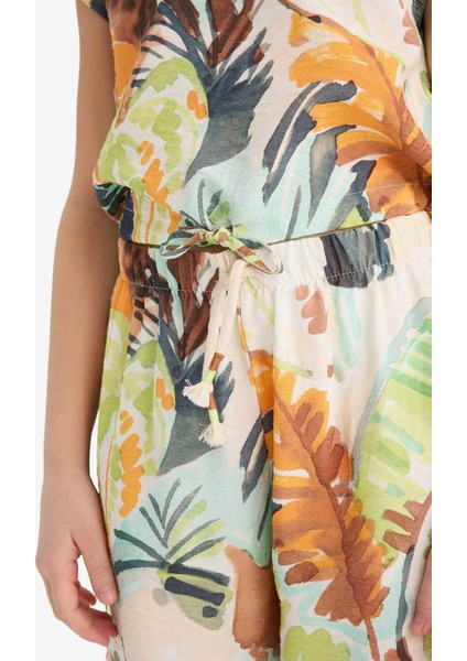 Kız Çocuk Desenli Palazzo Geniş Bol Paça Pantolon D7612A825SM