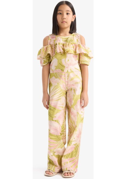 Kız Çocuk Desenli Wide Leg Geniş Paça Pamuklu Pantolon D7610A825SM