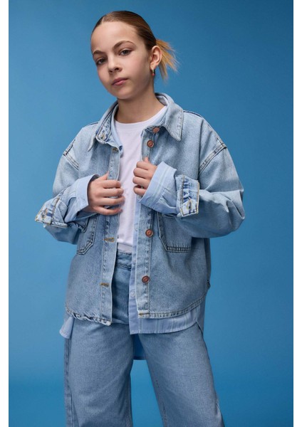 Kız Çocuk Pamuklu Denim Ceket D9699A825SP