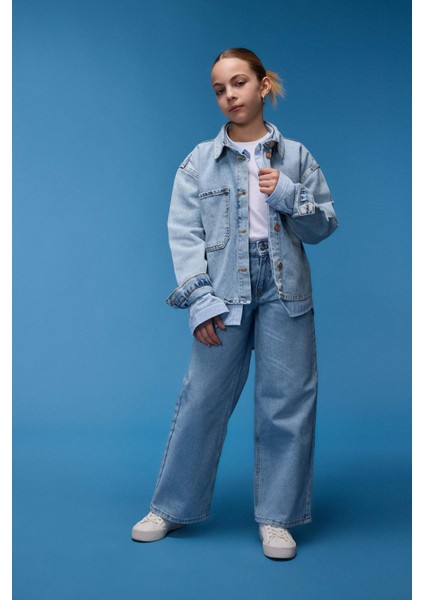 Kız Çocuk Pamuklu Denim Ceket D9699A825SP