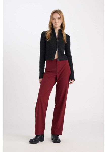 Wide Leg Kumaş Pantolon Geniş Bol Paça Yüksek Bel Basic Düz Standart Boy E1043AX24WN