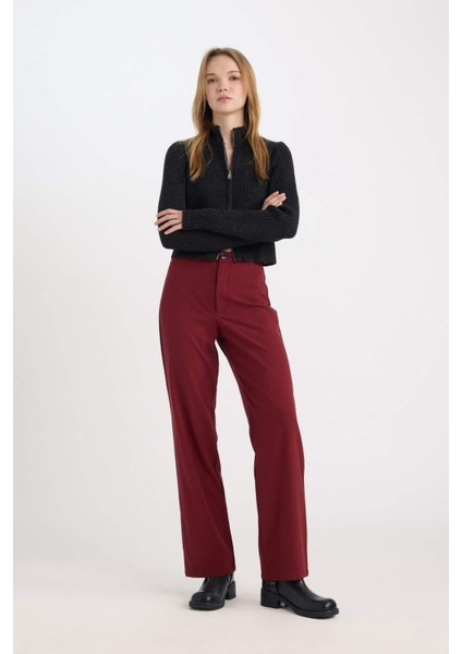 Wide Leg Kumaş Pantolon Geniş Bol Paça Yüksek Bel Basic Düz Standart Boy E1043AX24WN