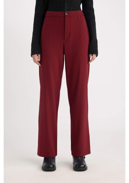 Wide Leg Kumaş Pantolon Geniş Bol Paça Yüksek Bel Basic Düz Standart Boy E1043AX24WN