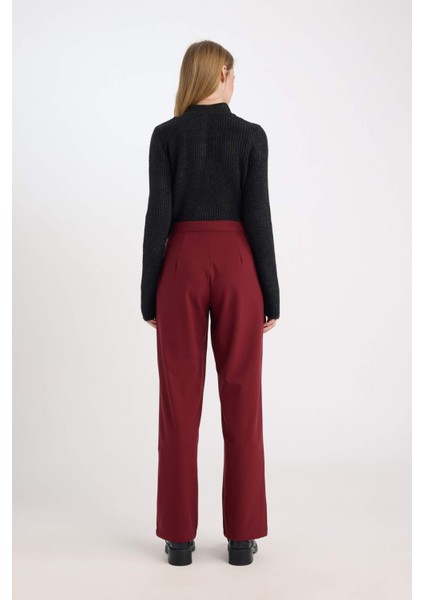 Wide Leg Kumaş Pantolon Geniş Bol Paça Yüksek Bel Basic Düz Standart Boy E1043AX24WN