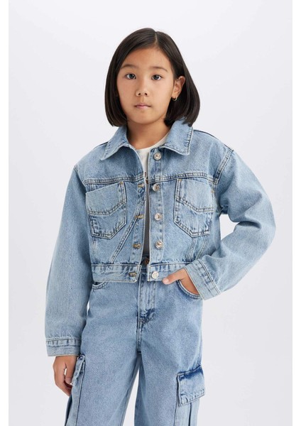 Kız Çocuk Pamuklu Denim Ceket
