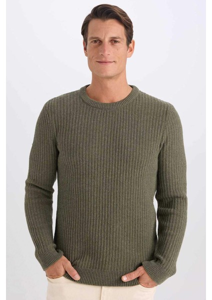 Standart Fit Bisiklet Yaka Dokulu Triko Kazak E0811AX24WN