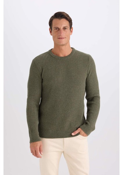 Standart Fit Bisiklet Yaka Dokulu Triko Kazak E0811AX24WN