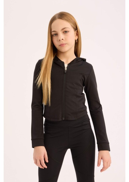 Kız Çocuk Kapüşonlu İçi Yumuşak Tüylü Fermuarlı Sweatshirt D9788A825SP