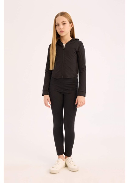 Kız Çocuk Kapüşonlu İçi Yumuşak Tüylü Fermuarlı Sweatshirt D9788A825SP