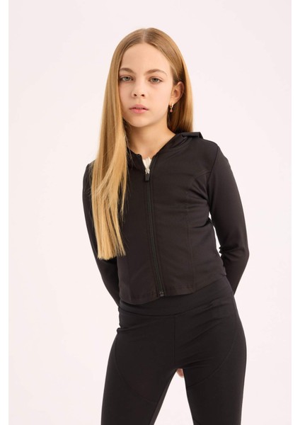 Kız Çocuk Kapüşonlu İçi Yumuşak Tüylü Fermuarlı Sweatshirt D9788A825SP