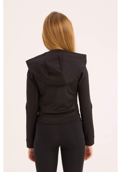 Kız Çocuk Kapüşonlu İçi Yumuşak Tüylü Fermuarlı Sweatshirt D9788A825SP