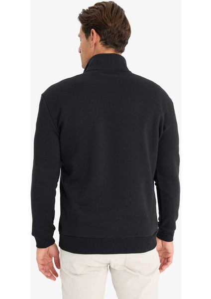 Comfort Regular Fit Rahat Kalıp Fermuarlı Dik Yaka Basic Düz Sweatshirt X7405AZ25SP