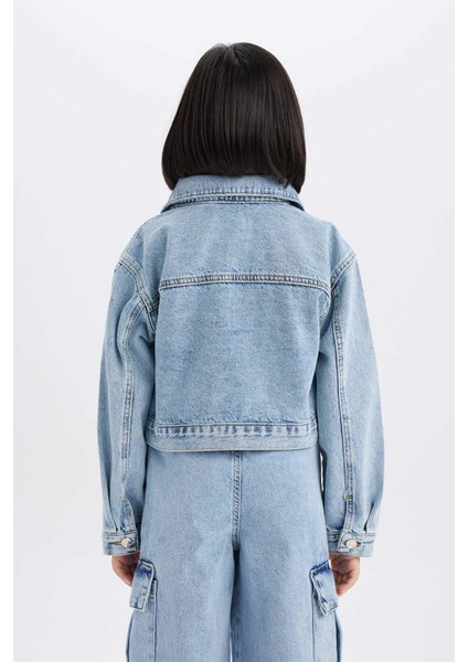 Kız Çocuk Pamuklu Denim Ceket
