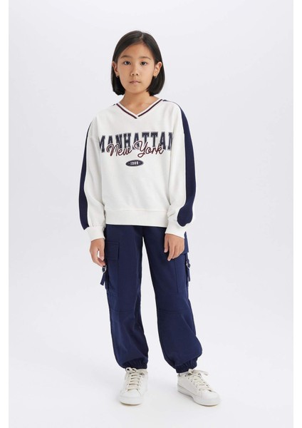 Kız Çocuk Paraşüt Kargo Jogger Paça Pamuklu Pantolon D7608A825SP