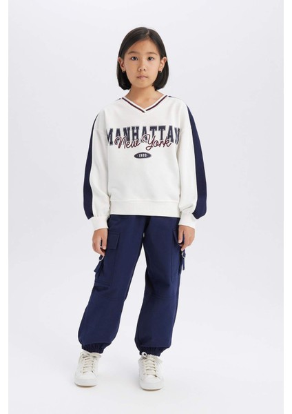 Kız Çocuk Paraşüt Kargo Jogger Paça Pamuklu Pantolon D7608A825SP