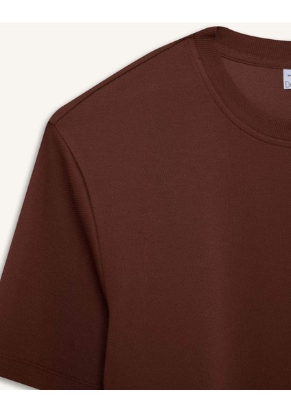 Regular Fit Bisiklet Yaka Dokulu Basic Düz Kısa Kollu Twill Tişört D7912AX25SP