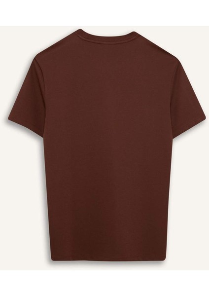 Regular Fit Bisiklet Yaka Dokulu Basic Düz Kısa Kollu Twill Tişört D7912AX25SP