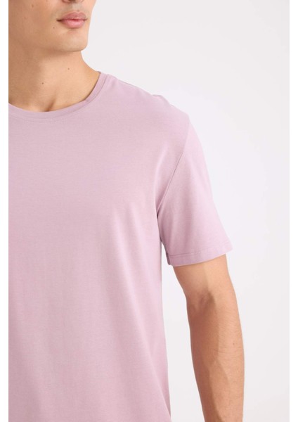 %100 Pamuk New Regular Fit Bisiklet Yaka Basic Düz Kısa Kollu Tişört E1091AXNS