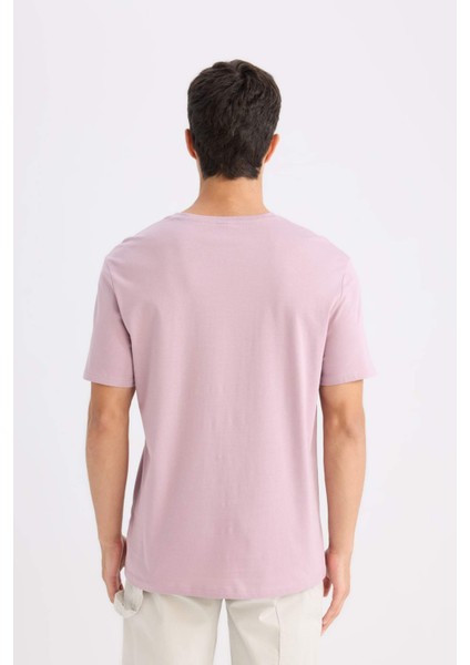 %100 Pamuk New Regular Fit Bisiklet Yaka Basic Düz Kısa Kollu Tişört E1091AXNS