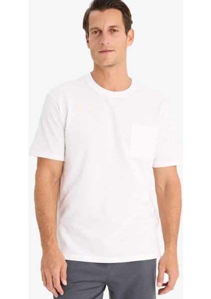 %100 Pamuk New Regular Fit Bisiklet Yaka Kısa Kollu Basic Düz Beyaz Pike Tişört D7931AX25SP