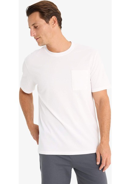 %100 Pamuk New Regular Fit Bisiklet Yaka Kısa Kollu Basic Düz Beyaz Pike Tişört D7931AX25SP