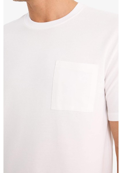 %100 Pamuk New Regular Fit Bisiklet Yaka Kısa Kollu Basic Düz Beyaz Pike Tişört D7931AX25SP