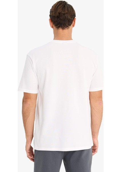%100 Pamuk New Regular Fit Bisiklet Yaka Kısa Kollu Basic Düz Beyaz Pike Tişört D7931AX25SP