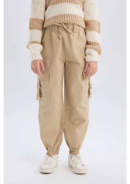 Kız Çocuk Paraşüt Kargo Jogger Paça Pamuklu Pantolon D7608A825SP