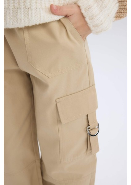Kız Çocuk Paraşüt Kargo Jogger Paça Pamuklu Pantolon D7608A825SP
