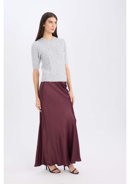 Regular Fit Bisiklet Yaka Basic Düz Yarım Kollu Triko Kazak D6205AX24WN