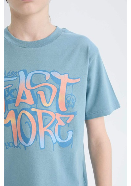 Erkek Çocuk Pijama Takımı Baskılı Kısa Kollu Üst Şort E0157A825SM