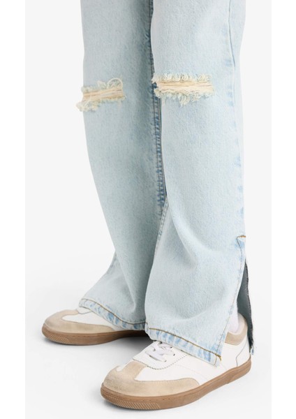 Kız Çocuk Wide Leg Yırtık Detaylı Geniş Paça Jean Pantolon Z4708A625SP