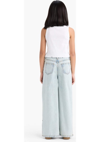 Kız Çocuk Wide Leg Yırtık Detaylı Geniş Paça Jean Pantolon Z4708A625SP